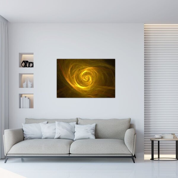 Slika apstraktne žute spirale (90x60 cm)