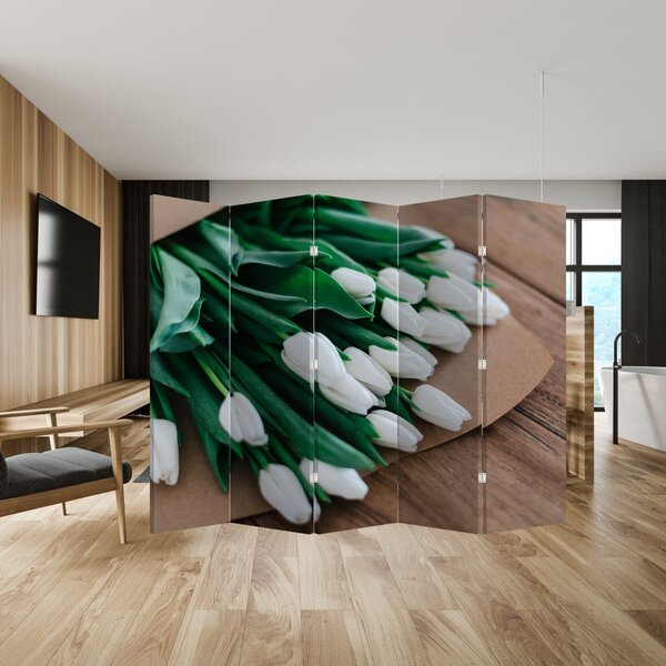Paravan - Buket bijelih tulipana (210x170 cm)