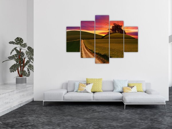 Slika polja sa zalaskom sunca (150x105 cm)