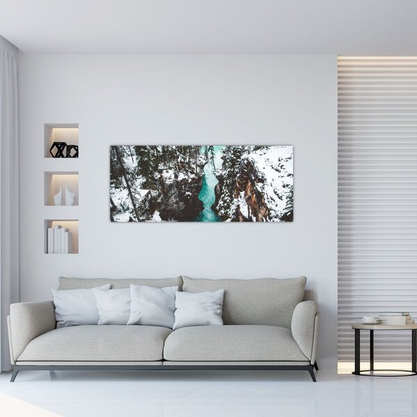 Slika - planinska rijeka zimi (120x50 cm)