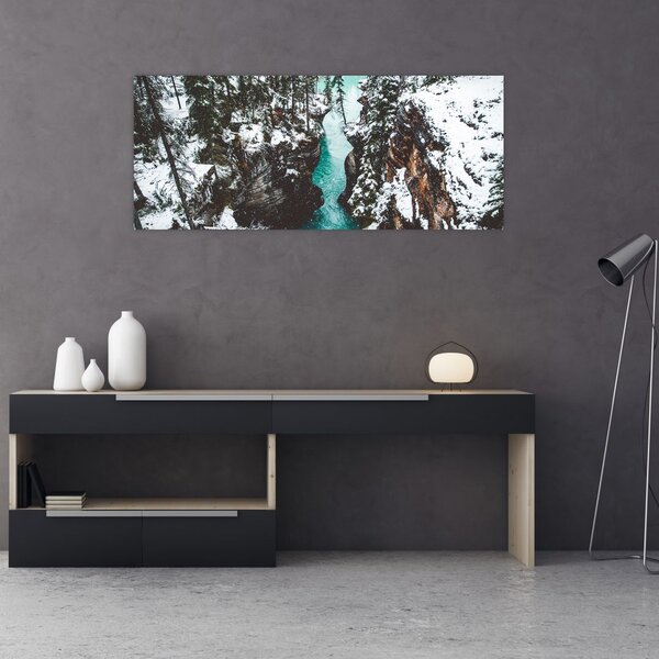 Slika - planinska rijeka zimi (120x50 cm)