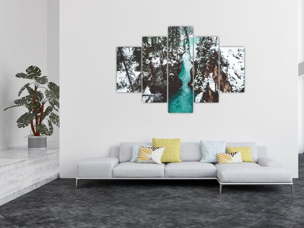 Slika - planinska rijeka zimi (150x105 cm)