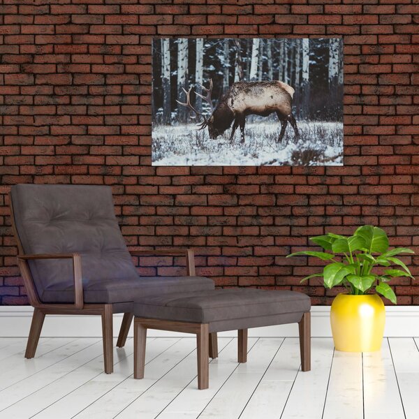 Slika - jelen zimi (90x60 cm)