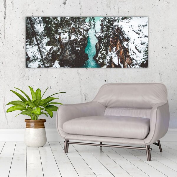 Slika - planinska rijeka zimi (120x50 cm)