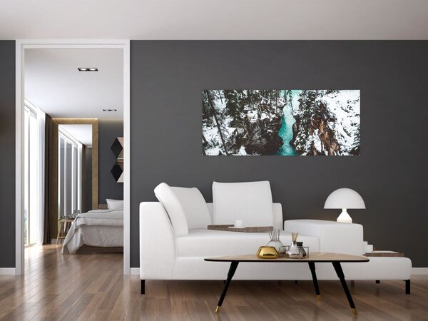 Slika - planinska rijeka zimi (120x50 cm)