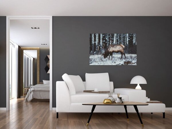 Slika - jelen zimi (90x60 cm)