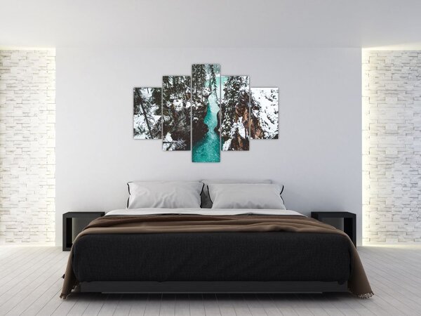 Slika - planinska rijeka zimi (150x105 cm)