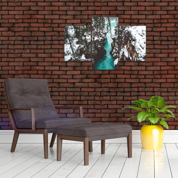Slika - planinska rijeka zimi (90x60 cm)