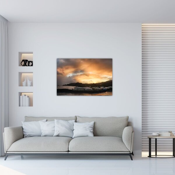 Slika - plaža s oblačnim nebom (90x60 cm)