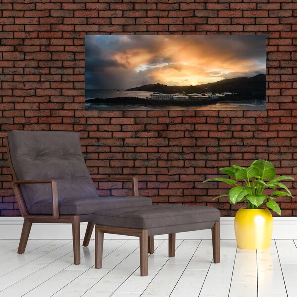 Slika - plaža s oblačnim nebom (120x50 cm)