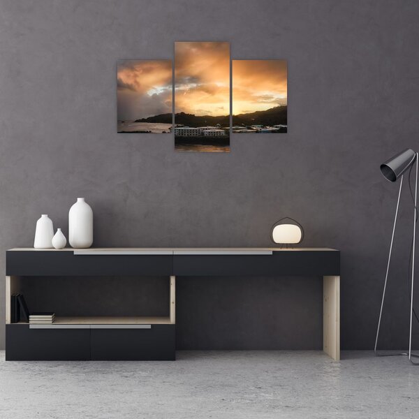 Slika - plaža s oblačnim nebom (90x60 cm)