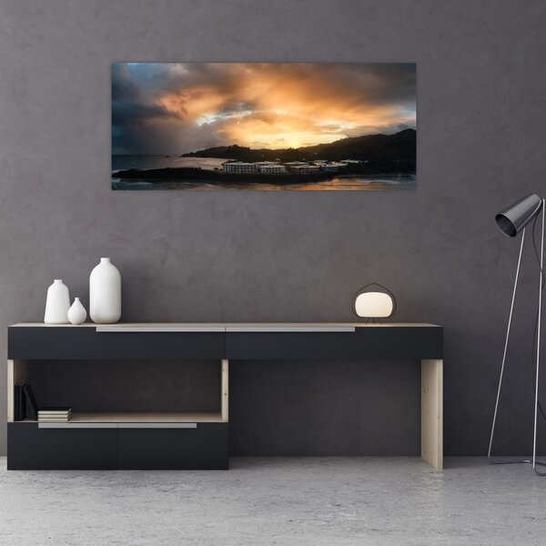 Slika - plaža s oblačnim nebom (120x50 cm)