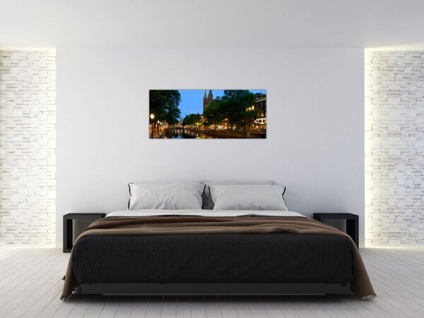 Noćna slika povijesnog grada (120x50 cm)