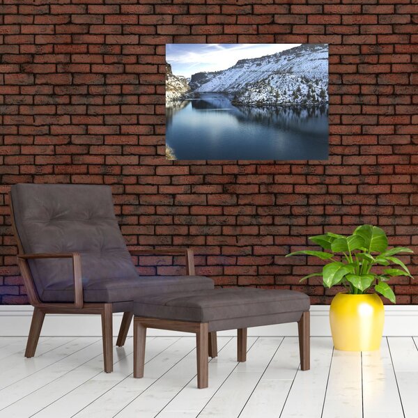 Slika - zimski krajolik s jezerom (70x50 cm)