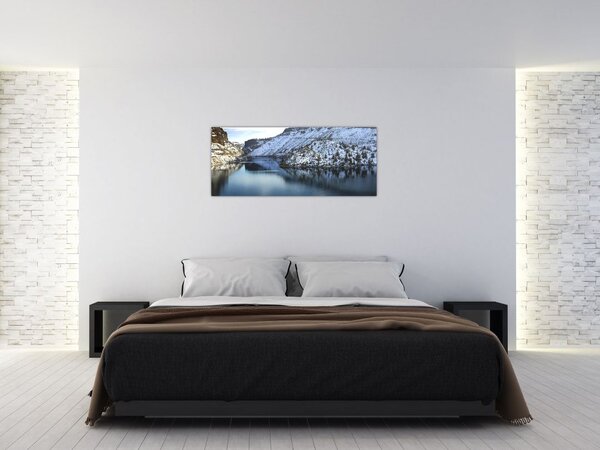 Slika - zimski krajolik s jezerom (120x50 cm)