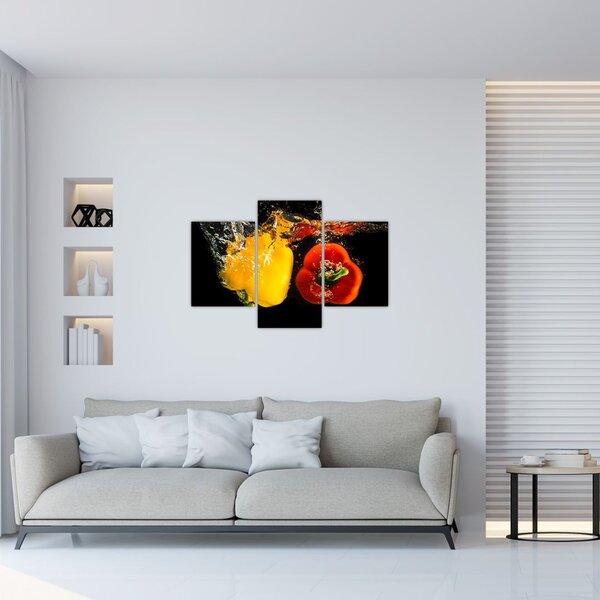 Slika - paprike u vodi (90x60 cm)