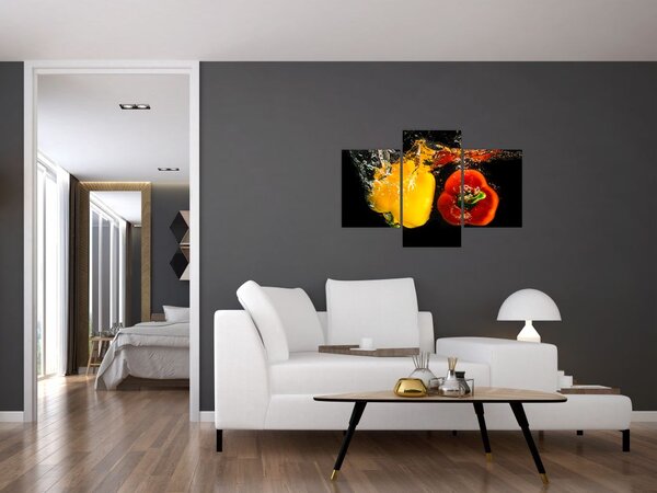 Slika - paprike u vodi (90x60 cm)