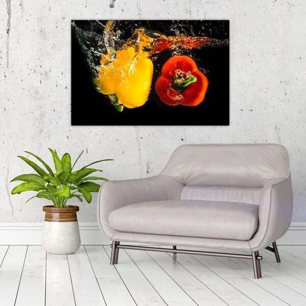 Slika - paprike u vodi (90x60 cm)