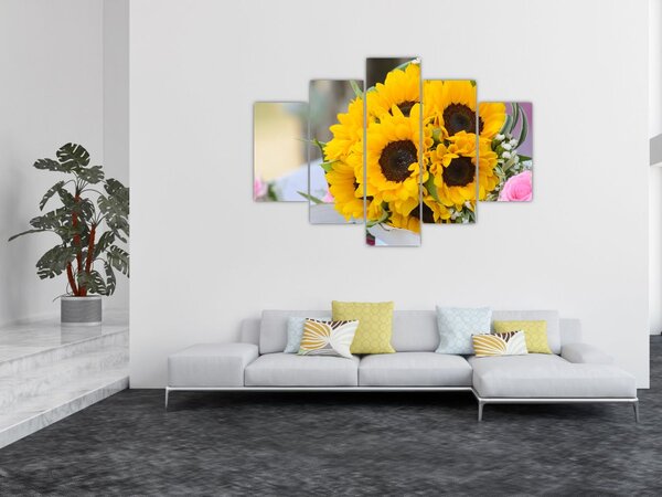 Slika vjenčanog buketa suncokreta (150x105 cm)