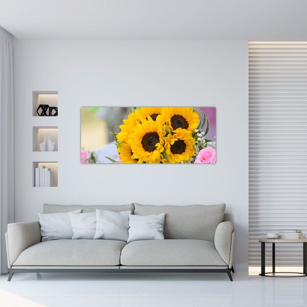 Slika vjenčanog buketa suncokreta (120x50 cm)