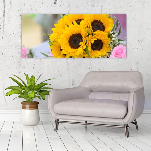 Slika vjenčanog buketa suncokreta (120x50 cm)