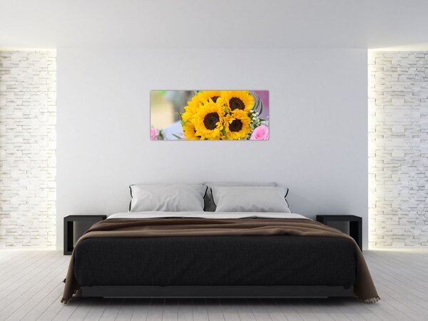 Slika vjenčanog buketa suncokreta (120x50 cm)