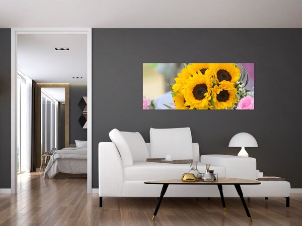 Slika vjenčanog buketa suncokreta (120x50 cm)