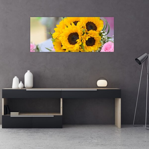 Slika vjenčanog buketa suncokreta (120x50 cm)