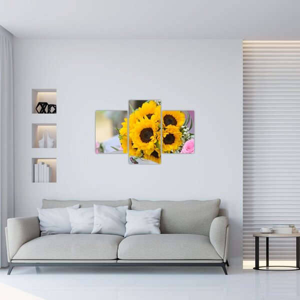 Slika vjenčanog buketa suncokreta (90x60 cm)