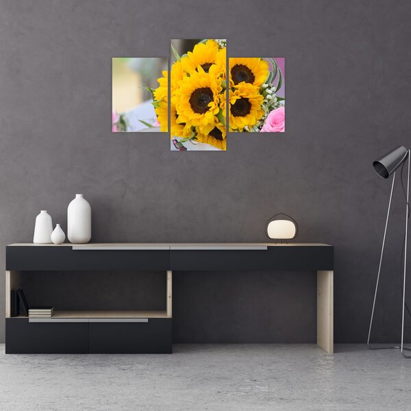 Slika vjenčanog buketa suncokreta (90x60 cm)