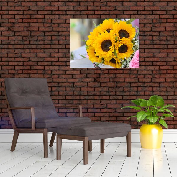 Slika vjenčanog buketa suncokreta (70x50 cm)