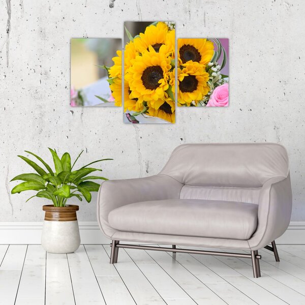 Slika vjenčanog buketa suncokreta (90x60 cm)