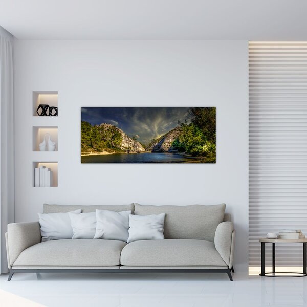 Slika krajolika s jezerom (120x50 cm)