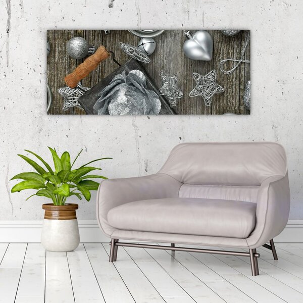 Slika - srebrni božićni ukrasi (120x50 cm)