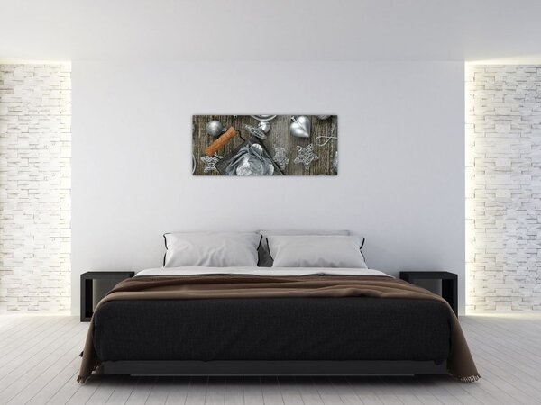 Slika - srebrni božićni ukrasi (120x50 cm)