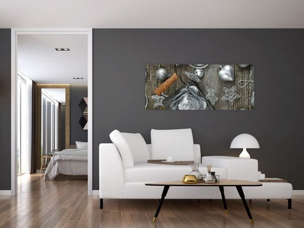 Slika - srebrni božićni ukrasi (120x50 cm)
