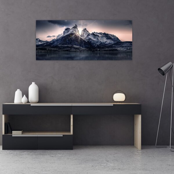 Slika jezera s planinom (120x50 cm)