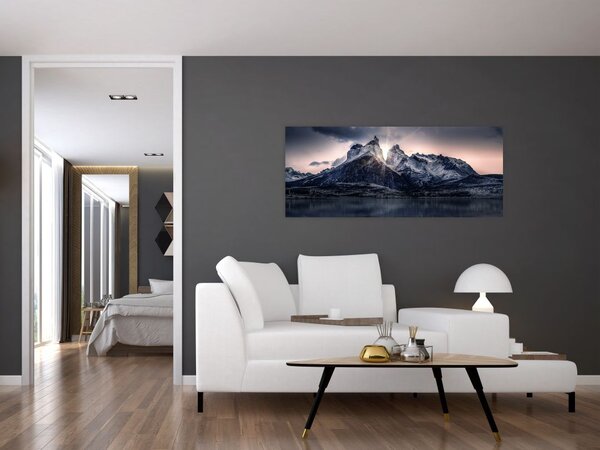 Slika jezera s planinom (120x50 cm)