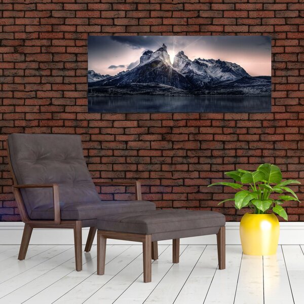 Slika jezera s planinom (120x50 cm)