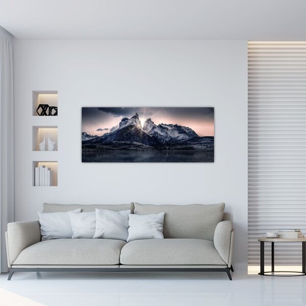 Slika jezera s planinom (120x50 cm)