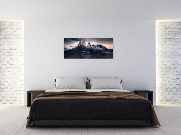 Slika jezera s planinom (120x50 cm)
