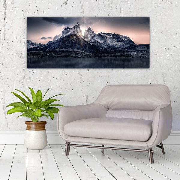 Slika jezera s planinom (120x50 cm)
