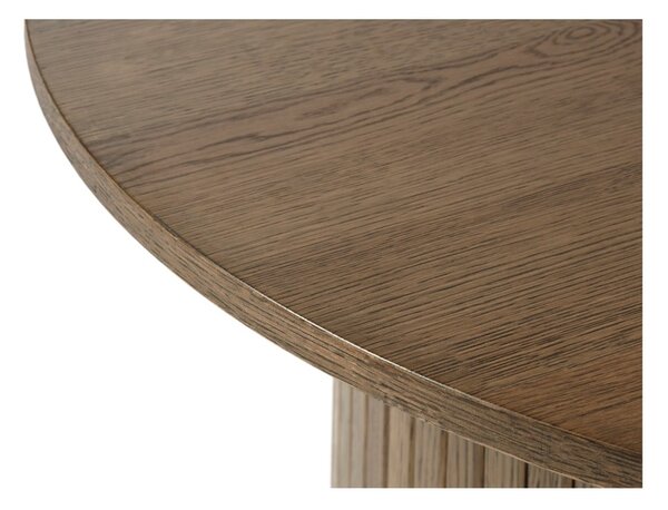 Smeđi okrugli stolić u dekoru hrasta ø 90 cm Nola - Unique Furniture
