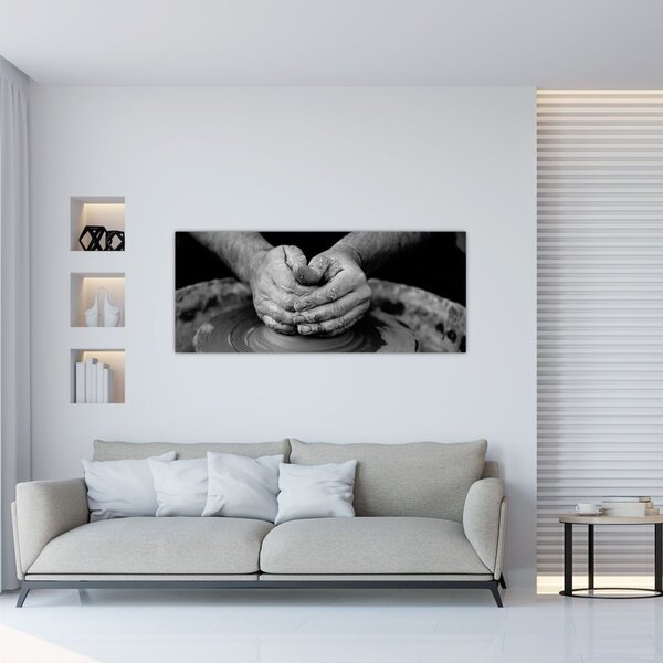Crno-bijelo slika - proizvodnja keramike (120x50 cm)