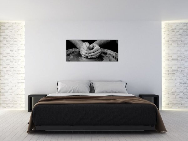 Crno-bijelo slika - proizvodnja keramike (120x50 cm)