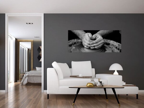 Crno-bijelo slika - proizvodnja keramike (120x50 cm)
