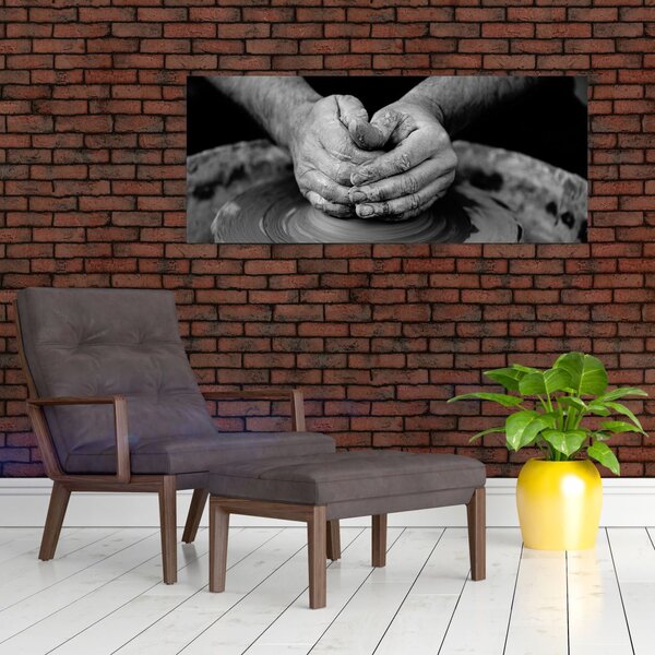 Crno-bijelo slika - proizvodnja keramike (120x50 cm)