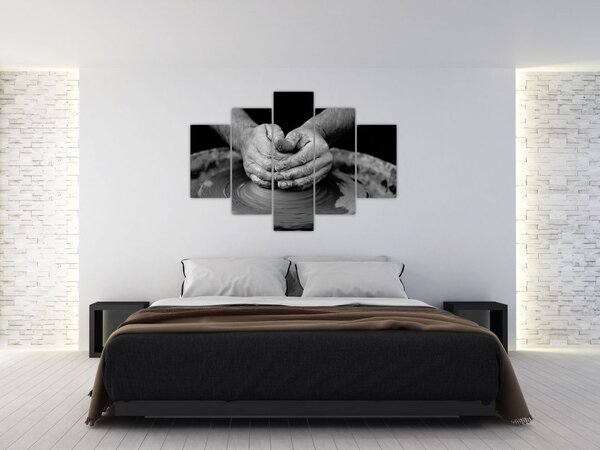 Crno-bijelo slika - proizvodnja keramike (150x105 cm)