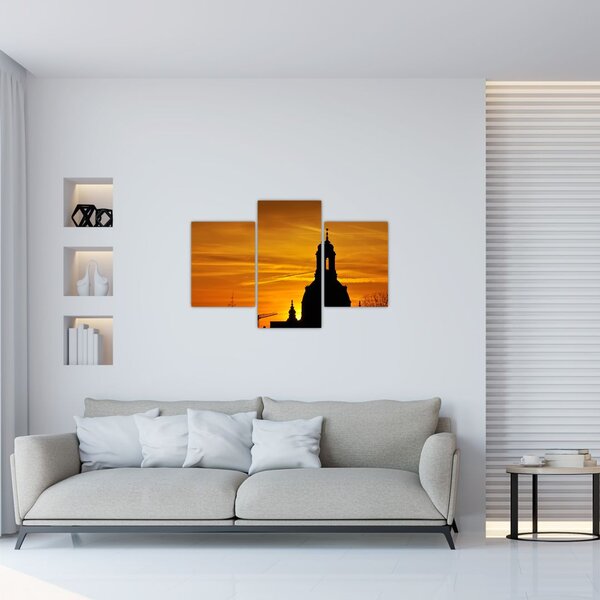 Slika crkve pri zalasku sunca (90x60 cm)