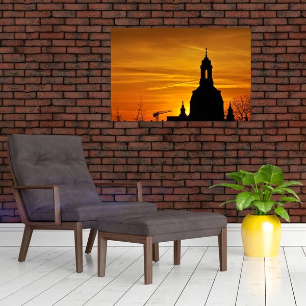 Slika crkve pri zalasku sunca (90x60 cm)